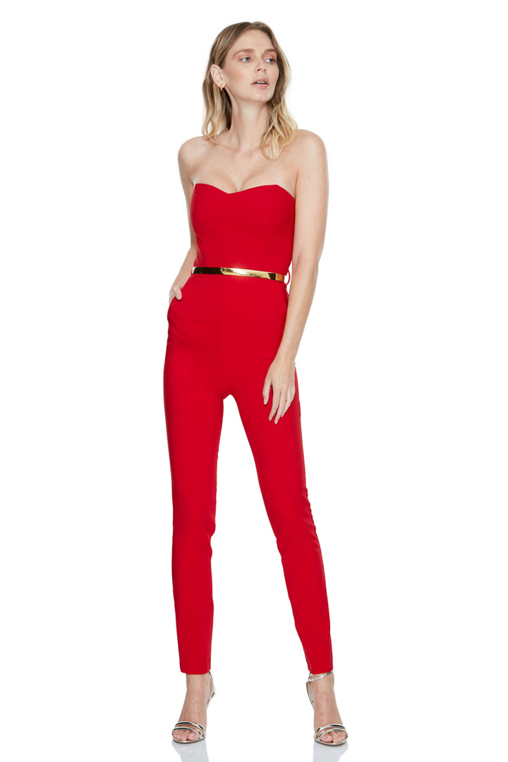 FRV Red crepe strapless maxi trousers - DeLand
