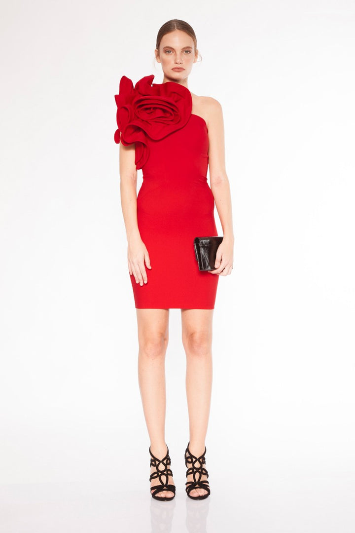 FRV Red crepe single sleeve mini dress - Silao