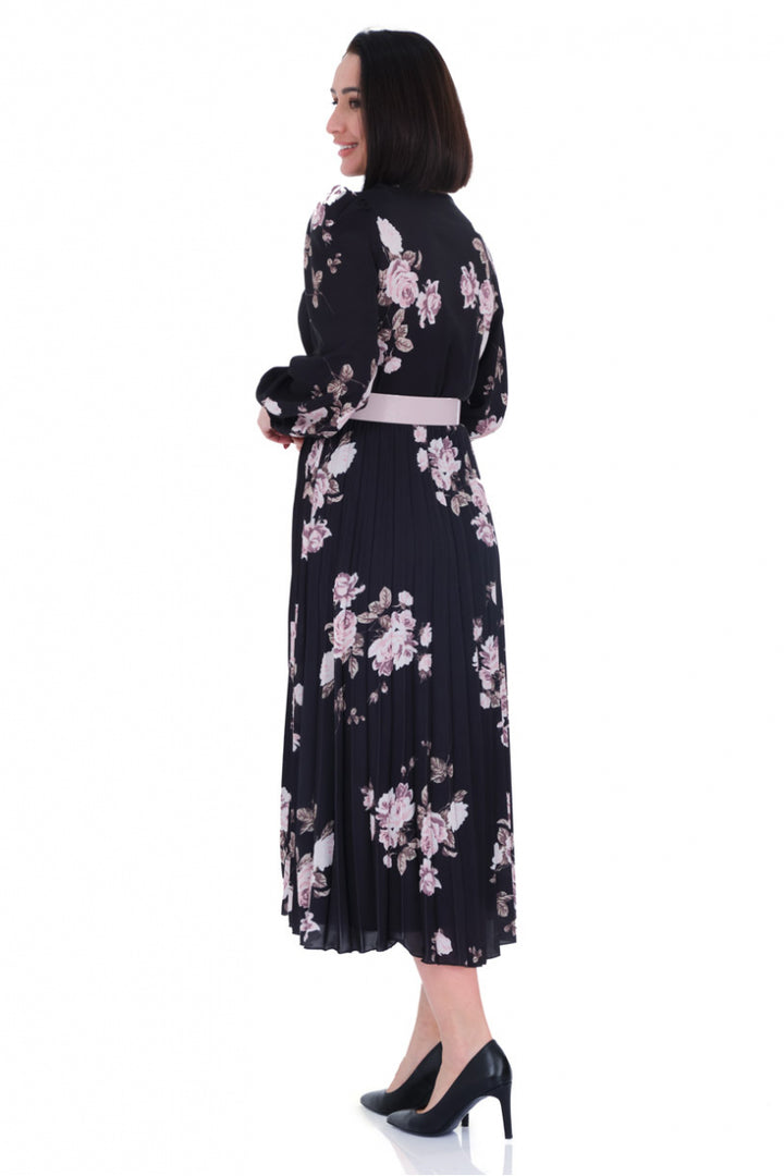 FRV Printed crepe long sleeve midi dress - Hereford