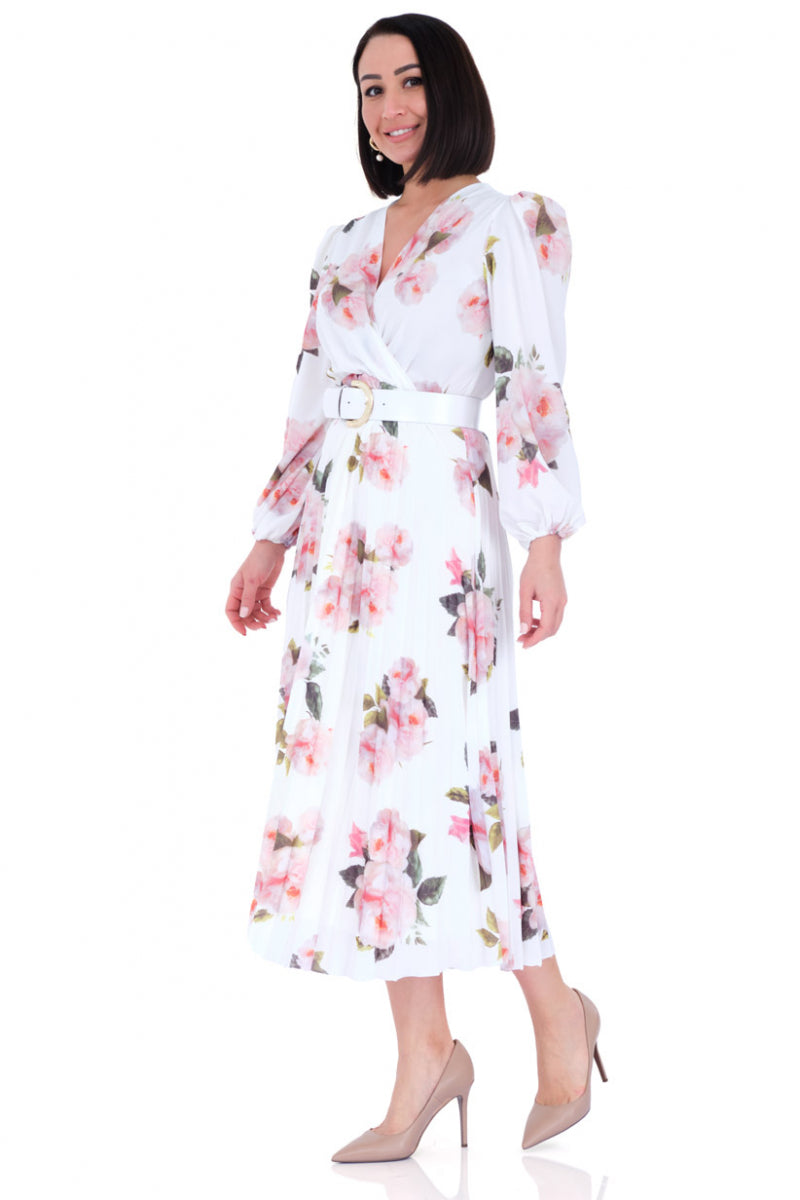 FRV Printed crepe long sleeve midi dress - North Shields