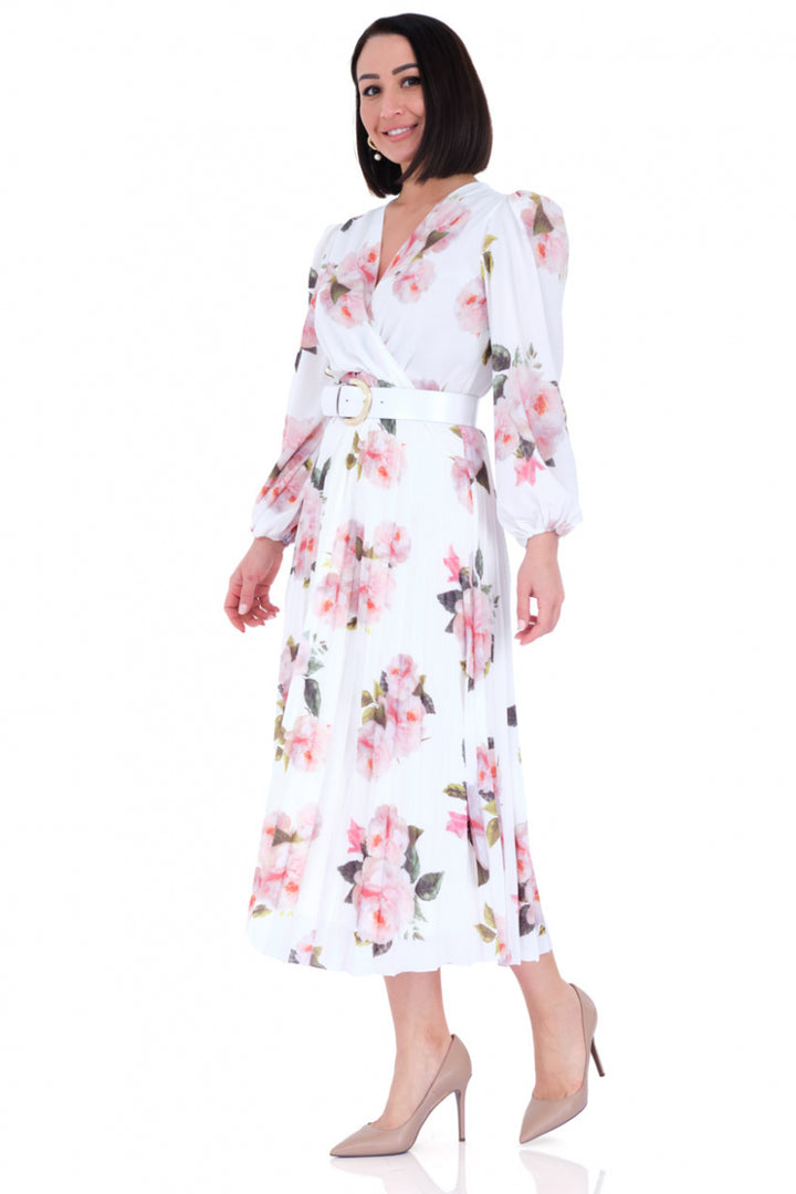 FRV Printed crepe long sleeve midi dress - North Shields