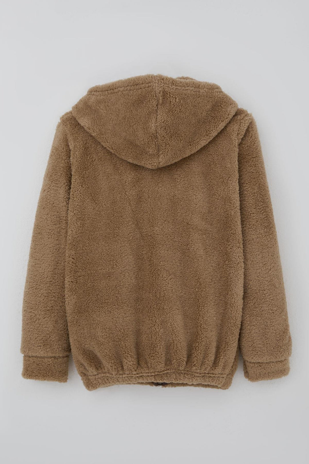 BRE Mensis Girl's Plush Jacket with Bear Embroidery Hooded Pocketed 82 Years, Brown - Security-Widefield