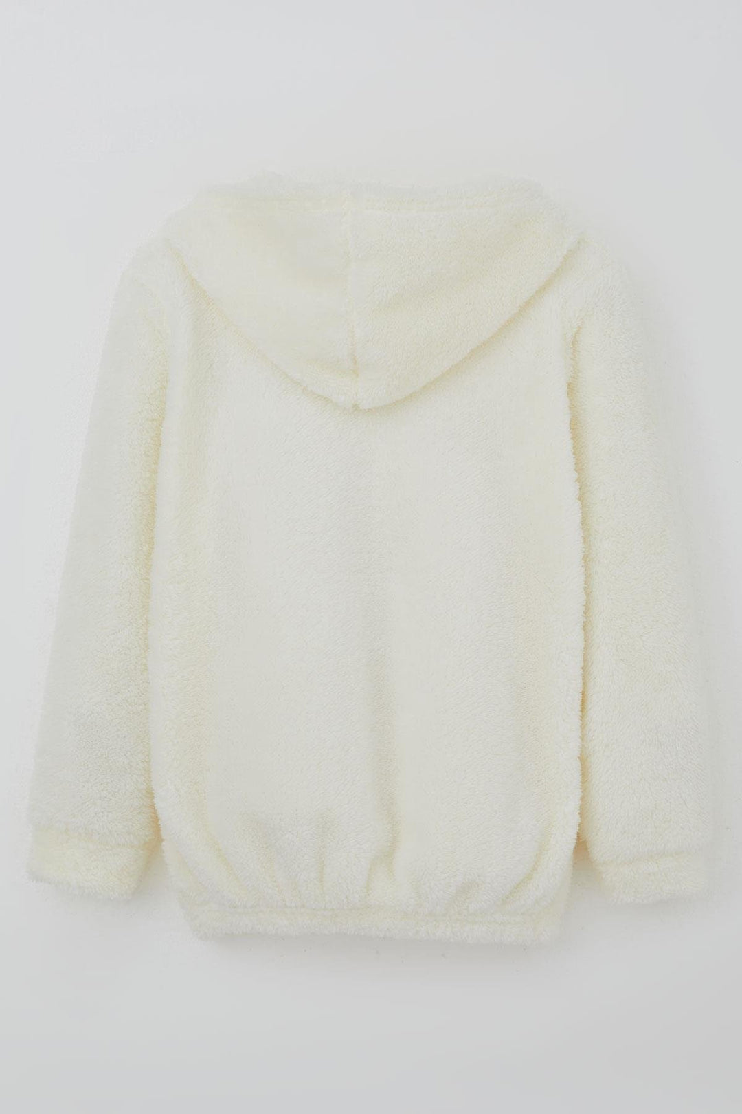 BRE Mensis Girl Plush Jacket with Bear Embroidery Hooded Pocket 82 Years, Ecru - Jefferson City