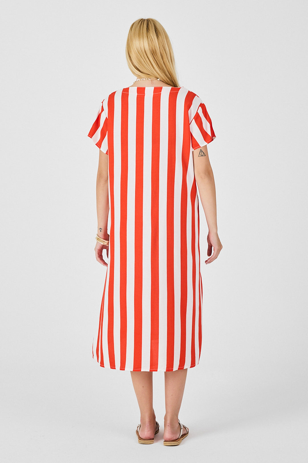 Coral V-Neck Short Sleeve Loose Fit Dress BCVL-254003 - Brussels