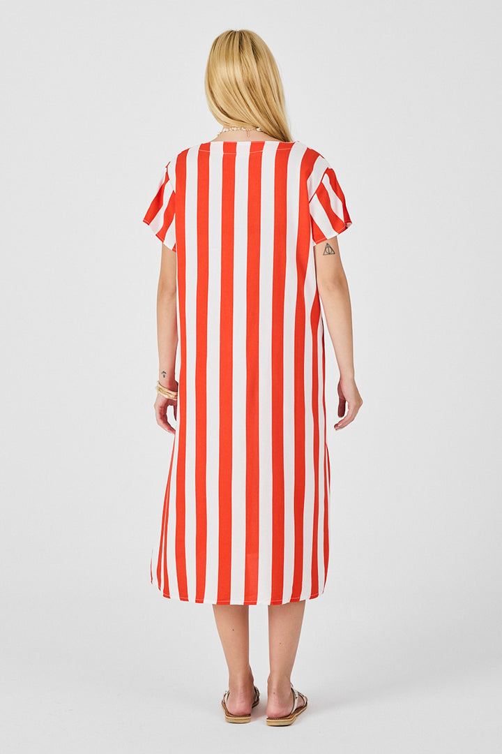 Coral V-Neck Short Sleeve Loose Fit Dress BCVL-254003 - Brussels