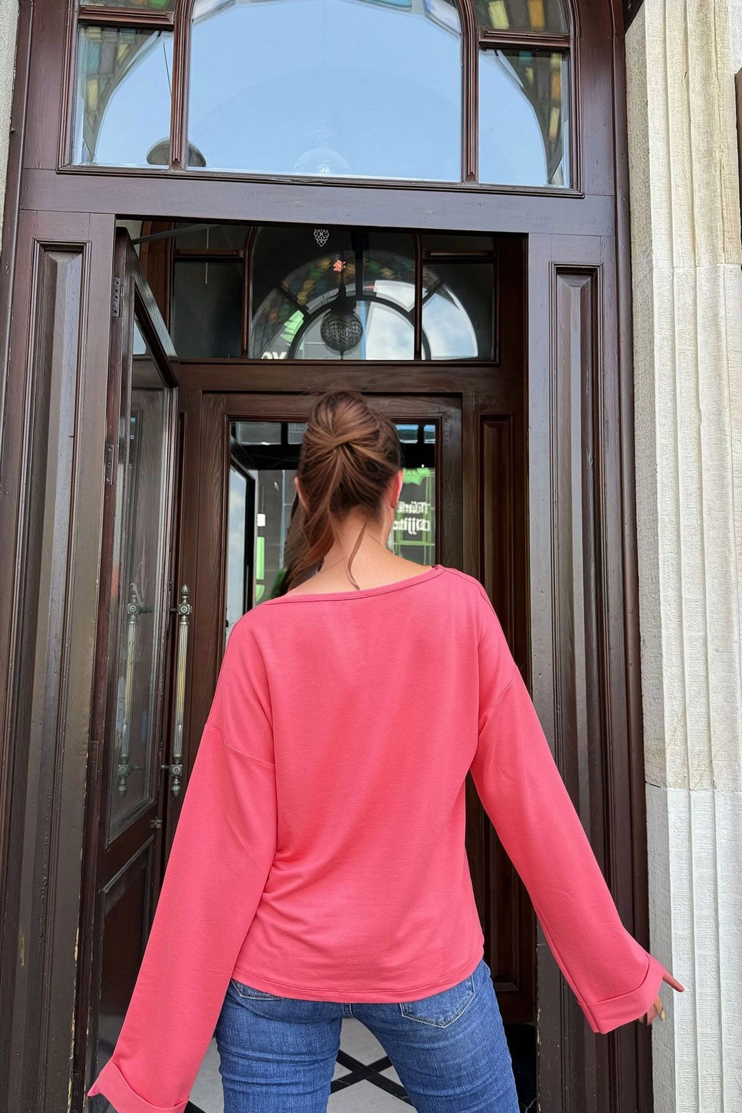 Coral Soft Textured Oversized Blouse BCBSK-25700-3470 - Stamford