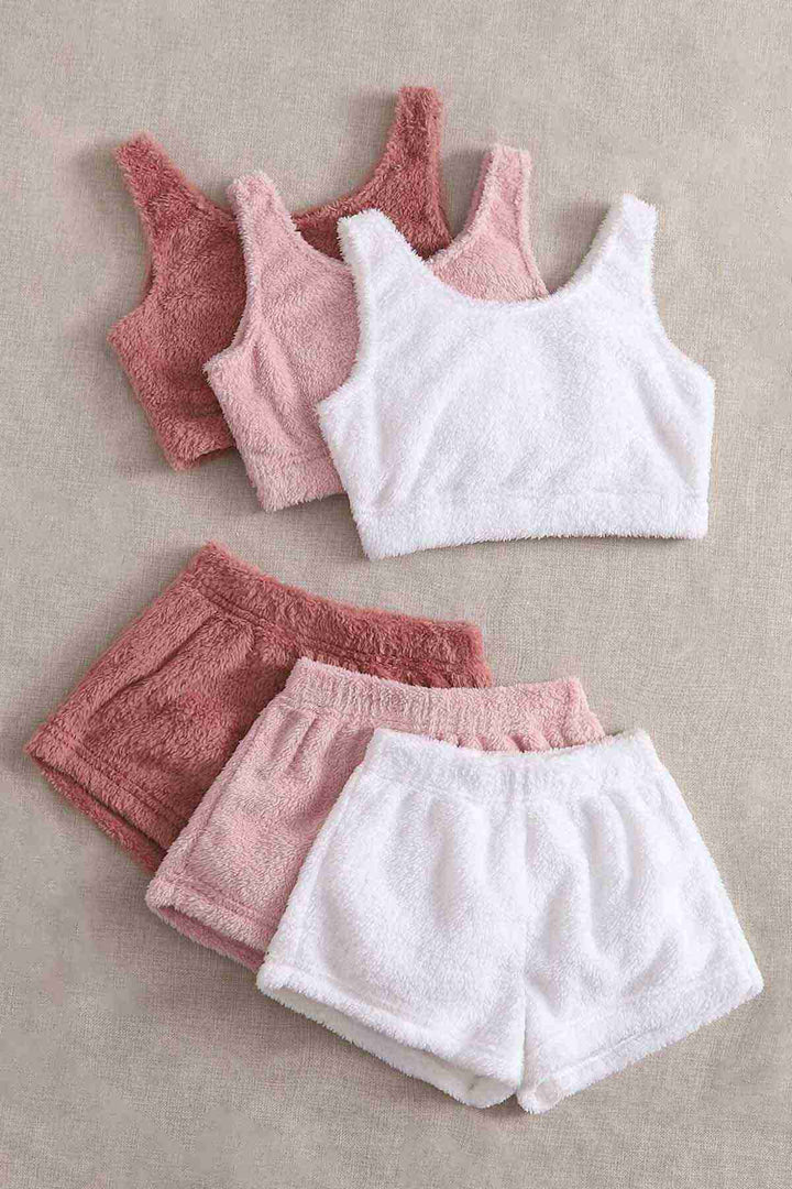 IGR Women Merry Sea 3-Piece بلا أكمام Strappy Plush Fleece Top Bottom طقم بيجامة متعدد الألوان - Watsonville