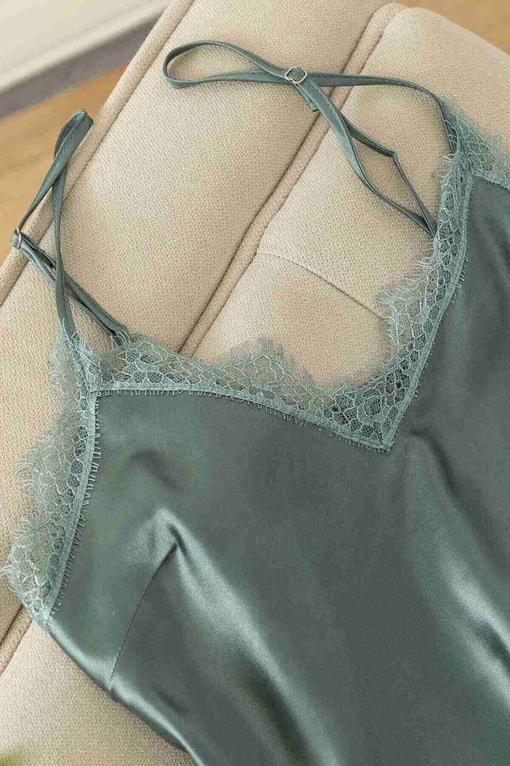 IGR Women Merry See Lace Embroidered Flower Patterned Shorts Pajama Set Green - Montreuil