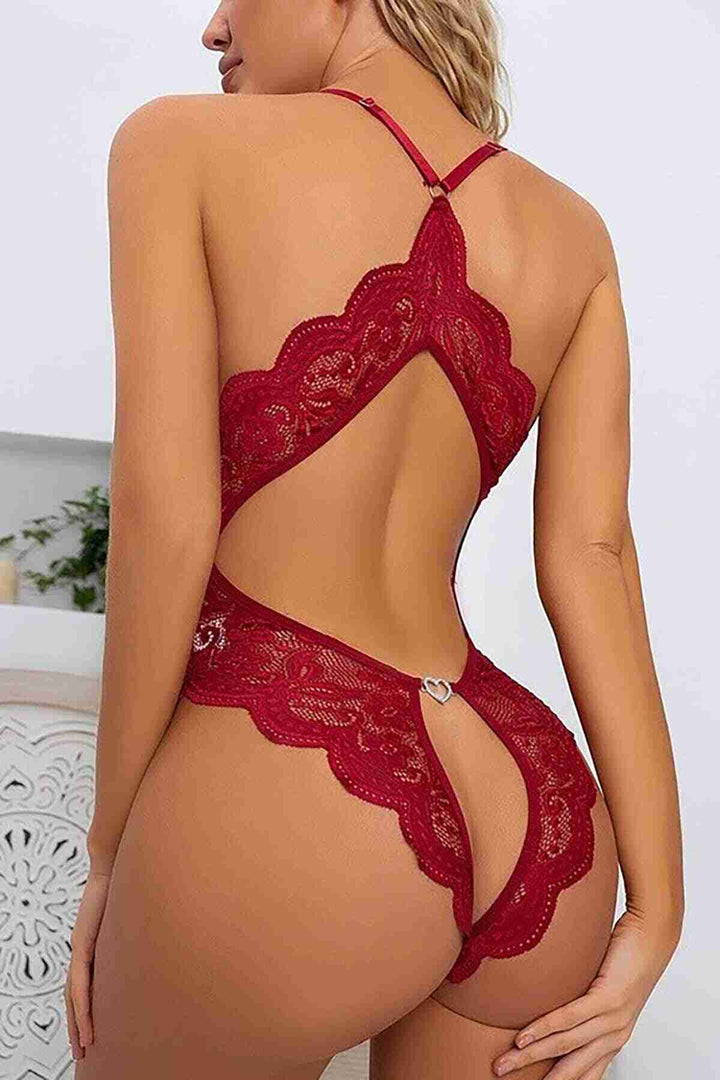 IGR ملابس داخلية نسائية من Merry Sea Lace ذات منطقة خاصة مفتوحة من الخلف مزودة بإكسسوارات باللون الأحمر - Llanelli