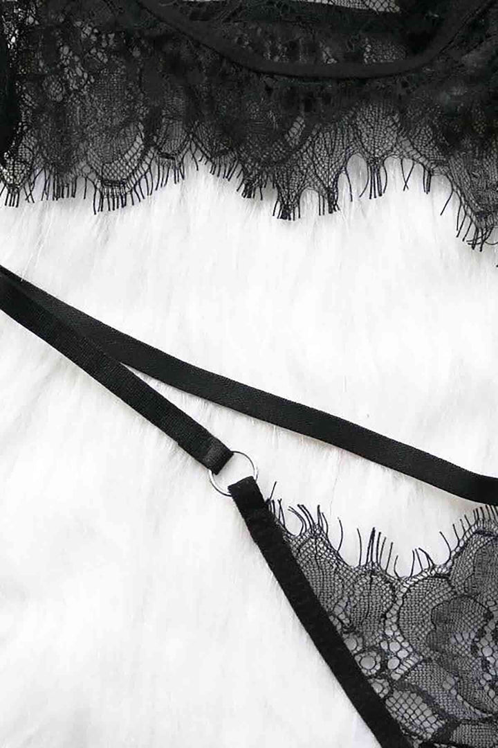 IGR Women Merry See Lace Sexy Bra Panty Set Black - Porterville