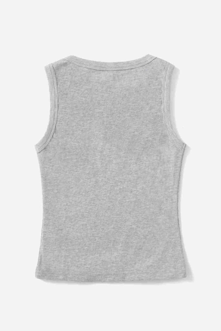 IGR Women Merry See Solid Color Women's Sleeveless Blouse Crop Top Gray - Manzanillo