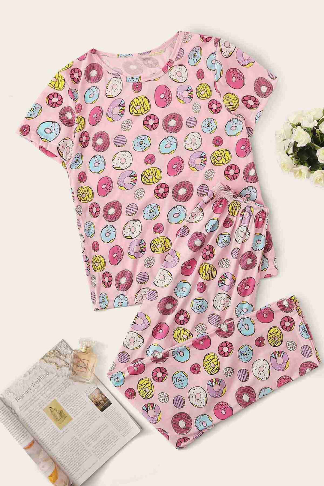 IGR Women Merry Sea Short Sleeve Long Bottom Printed Pajama Set Multi-colored - Granby