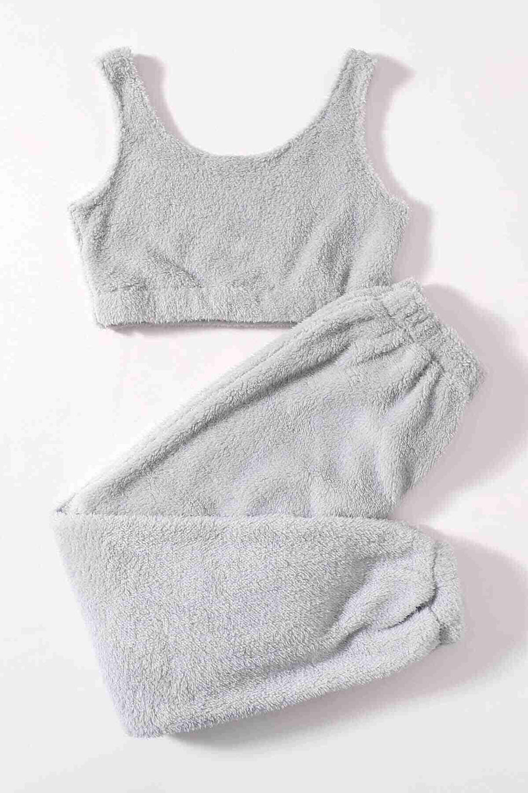IGR Women Merry Sea Sleeveless Strapped Plush Fleece Top and Bottom Pajama Set Gray - Gent