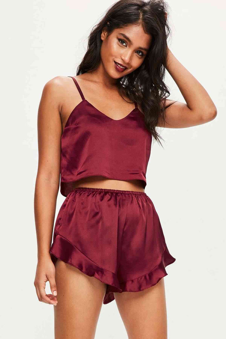 IGR Women Merry See Satin Pajama Set بورجوندي - دوفر