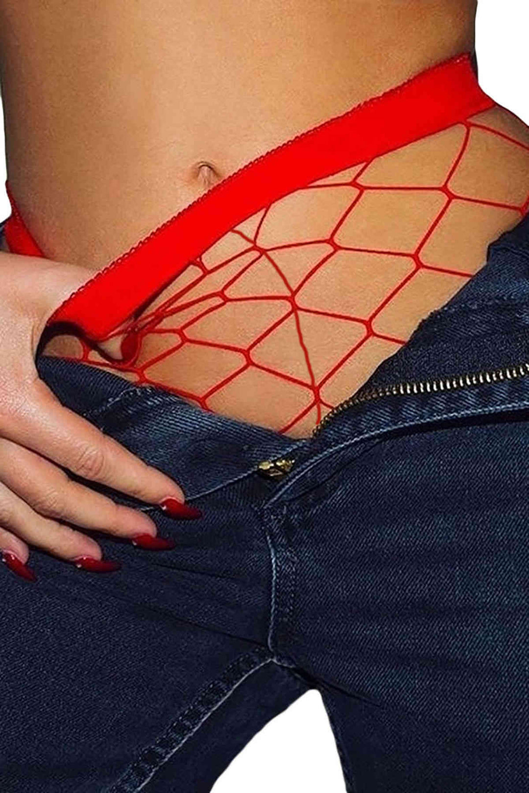 جوارب IGR النسائية Merry Sea Fishnet باللون الأحمر - البوكيرك