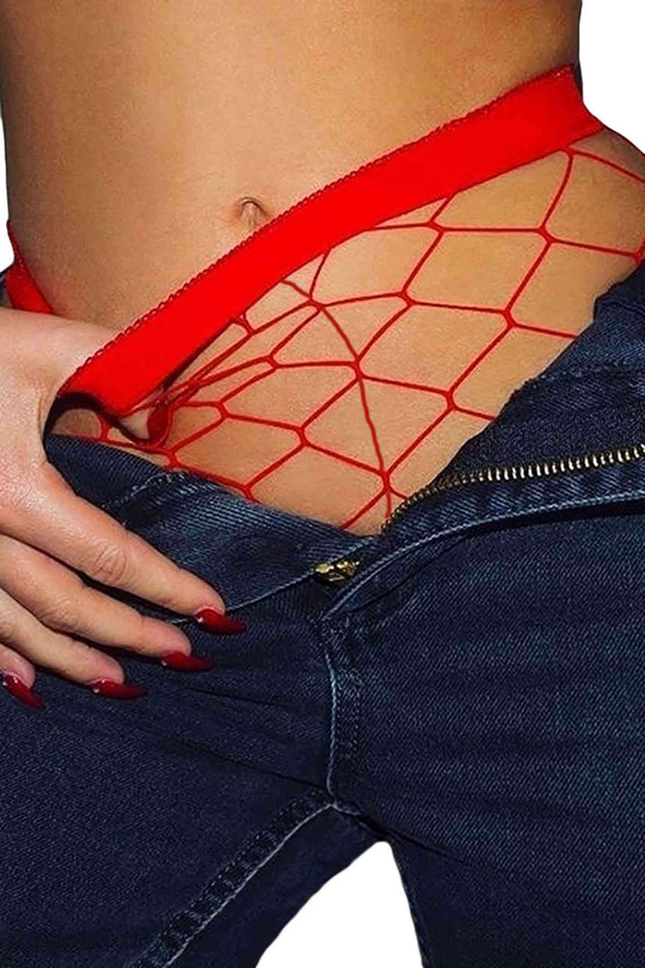 جوارب IGR النسائية Merry Sea Fishnet باللون الأحمر - البوكيرك