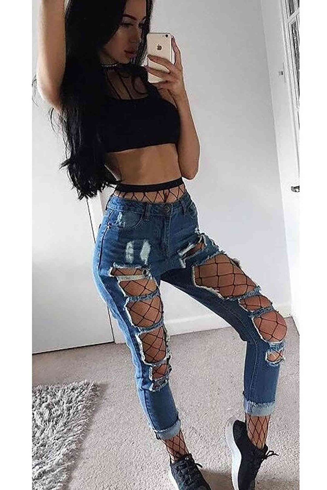 جوارب IGR النسائية Merry Sea Fishnet باللون الأسود - دروغيدا