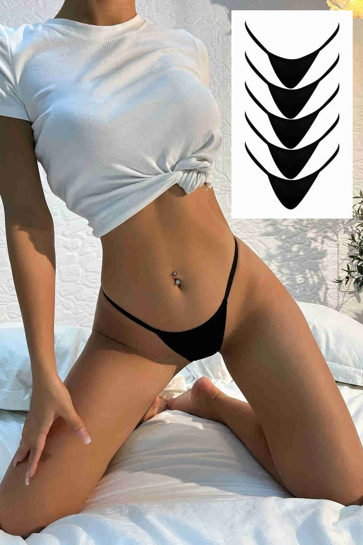 IGR Women Merry See Black Elastic Thong Set 5-Pack Black - Foothill Farms