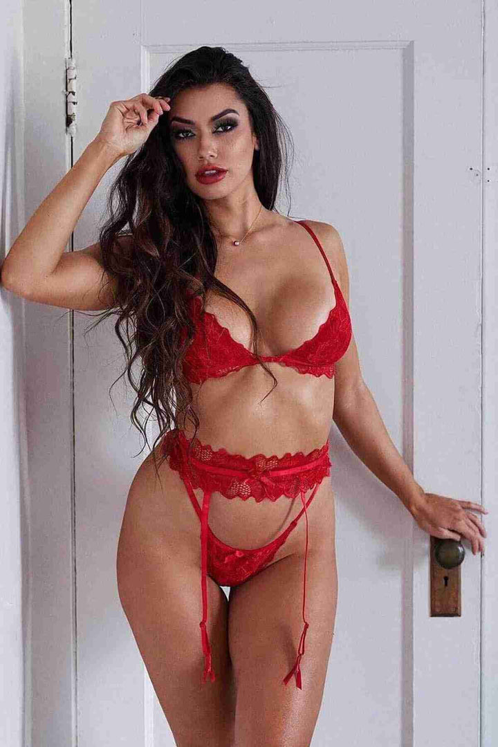 IGR Women Merry See Bra Pantyhose Set أحمر - فيلادلفيا