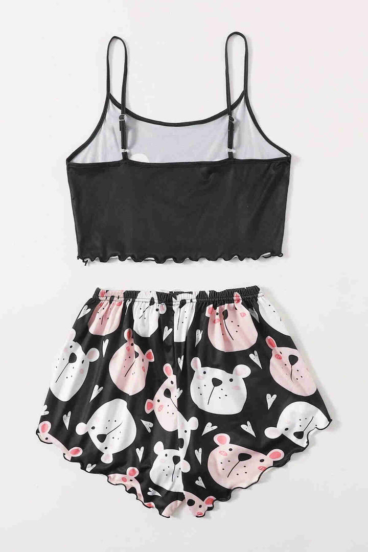 IGR Women Merry See Sleeping Bear مطبوعة Ultrasoft Strappy Shorts Pajama Set متعدد الألوان - كاتانزارو
