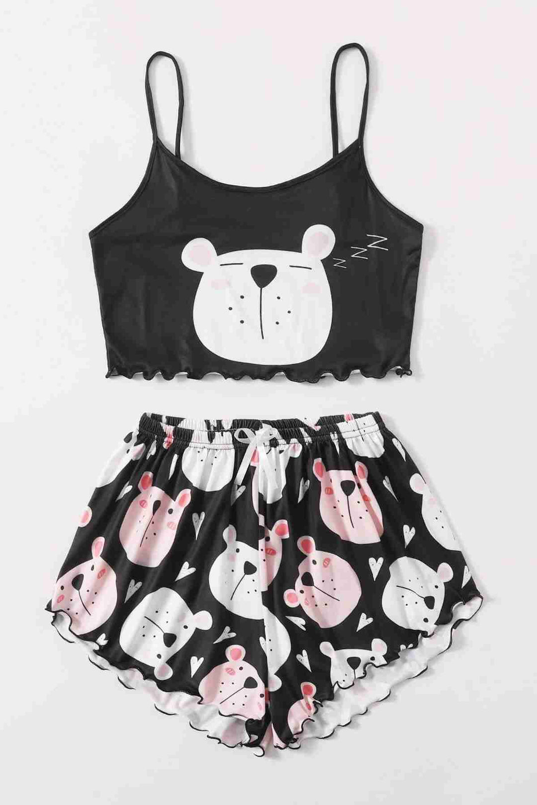 IGR Women Merry See Sleeping Bear مطبوعة Ultrasoft Strappy Shorts Pajama Set متعدد الألوان - كاتانزارو