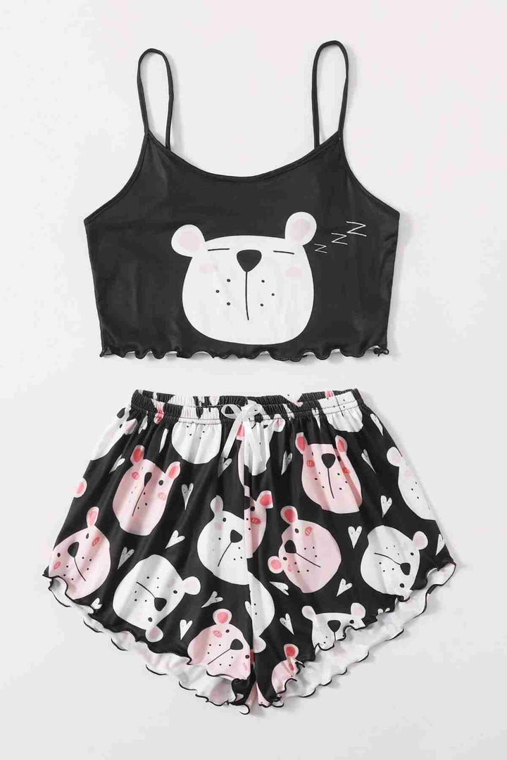 IGR Women Merry See Sleeping Bear مطبوعة Ultrasoft Strappy Shorts Pajama Set متعدد الألوان - كاتانزارو