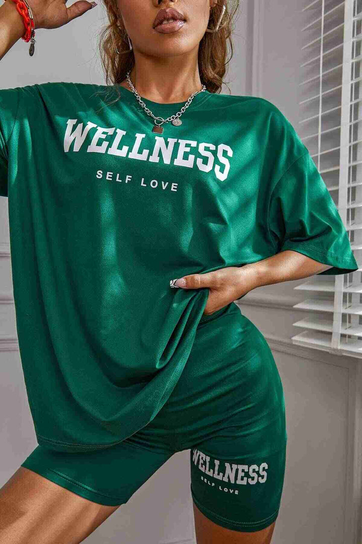 IGR Women Merry See WELLNESS طقم شورت ناعم بأكمام قصيرة مطبوع باللون الأخضر - Prince Albert
