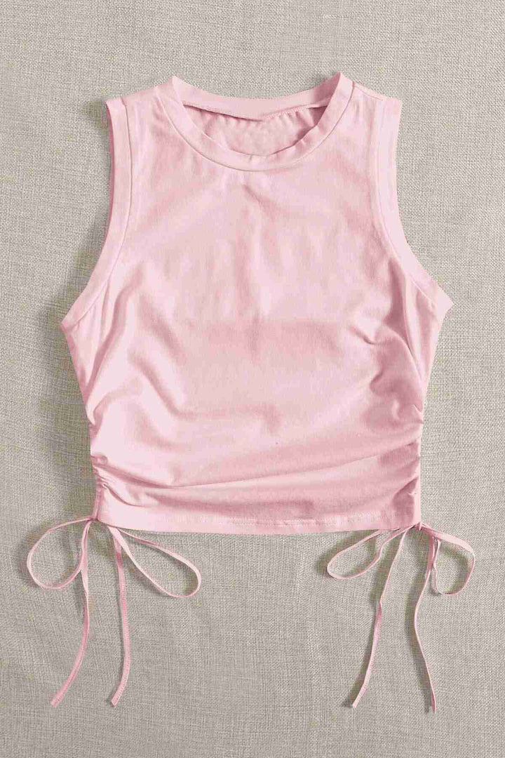 IGR Women Merry See Ruched Sleeveless Blouse Crop Top Tank Top Pink - Flensburg