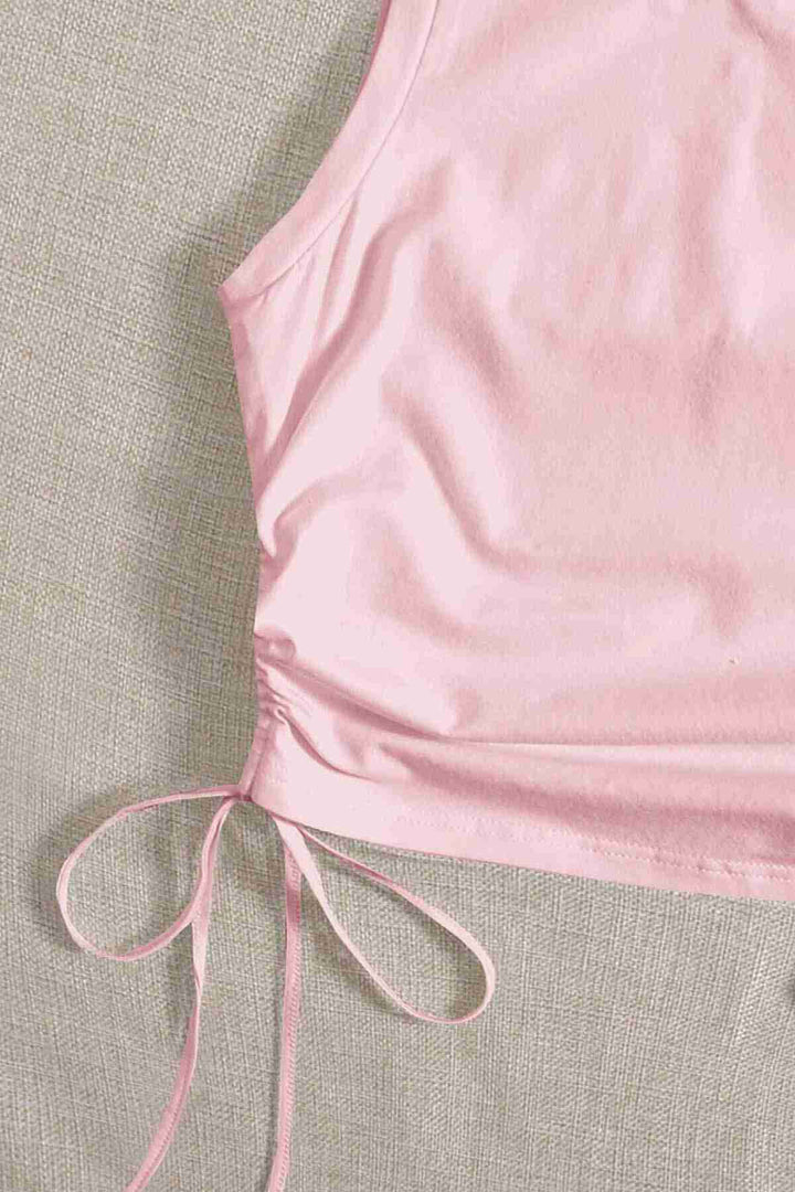 IGR Women Merry See Ruched Sleeveless Blouse Crop Top Tank Top Pink - Flensburg