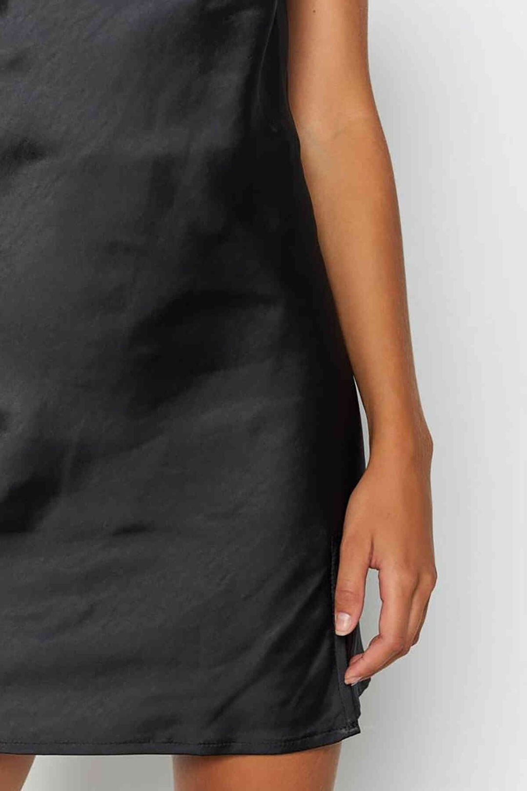 IGR Women Merry See Slit Mini Satin Dress Black - Tortosa