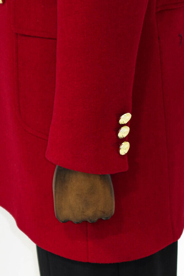 WSS Metal Buttoned Double Breasted Burgundy Men Coat  - Waterloo