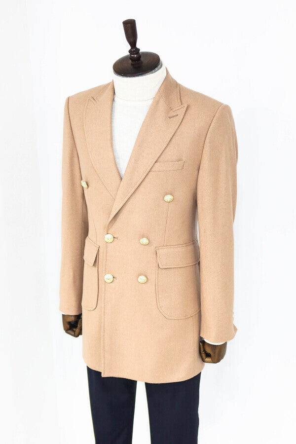 WSS Metal Buttoned Double Breasted Cream Men Coat  - North Bethesda