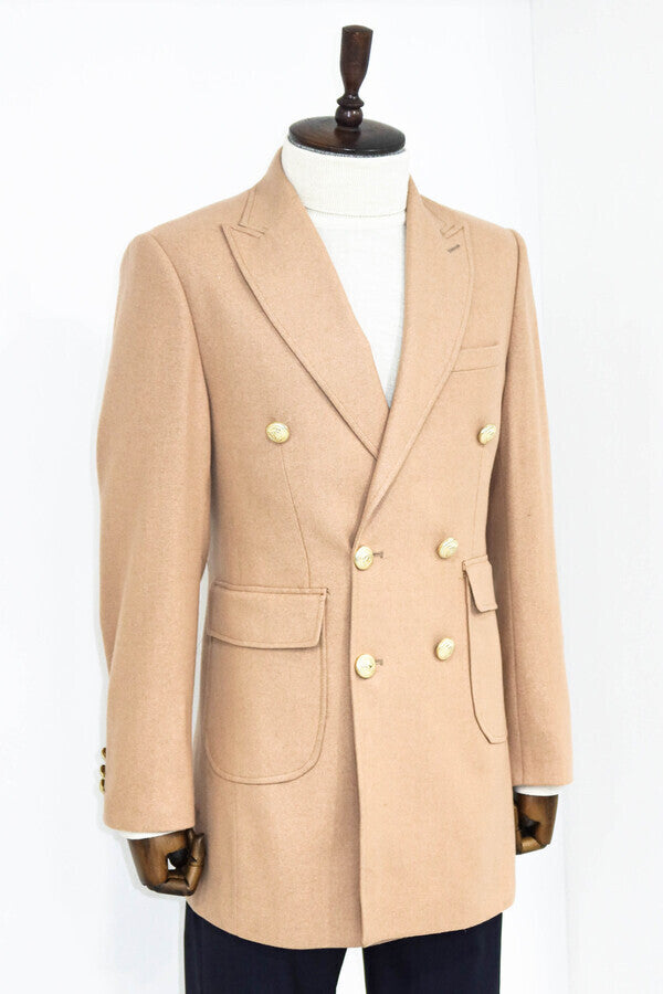 WSS Metal Buttoned Double Breasted Cream Men Coat  - North Bethesda