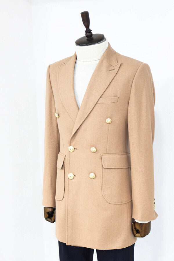WSS Metal Buttoned Double Breasted Cream Men Coat  - North Bethesda