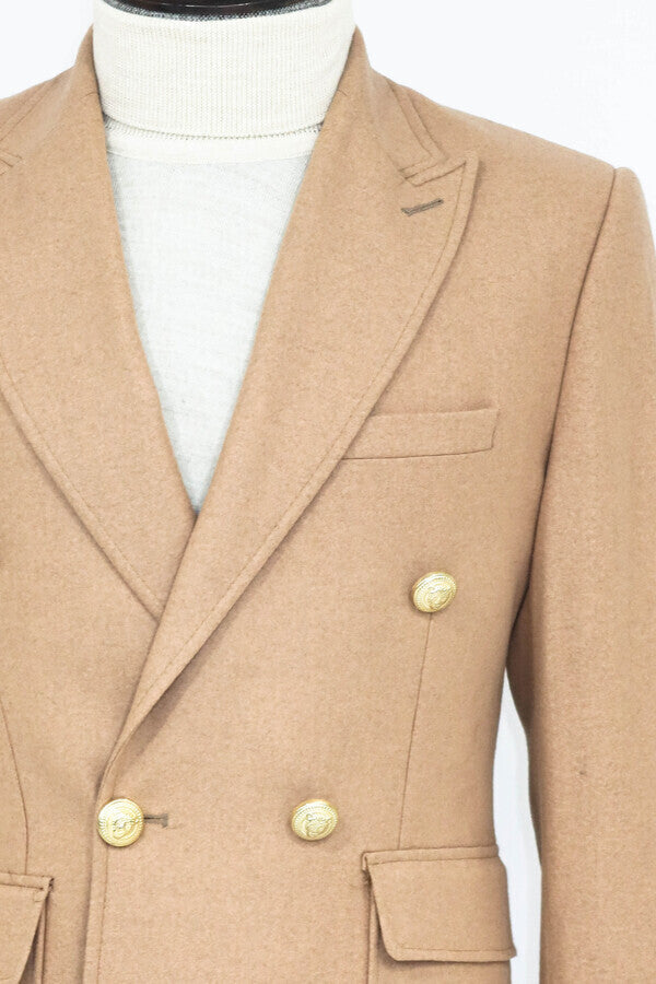 WSS Metal Buttoned Double Breasted Cream Men Coat  - North Bethesda