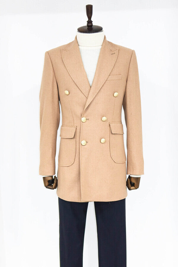 WSS Metal Buttoned Double Breasted Cream Men Coat  - North Bethesda