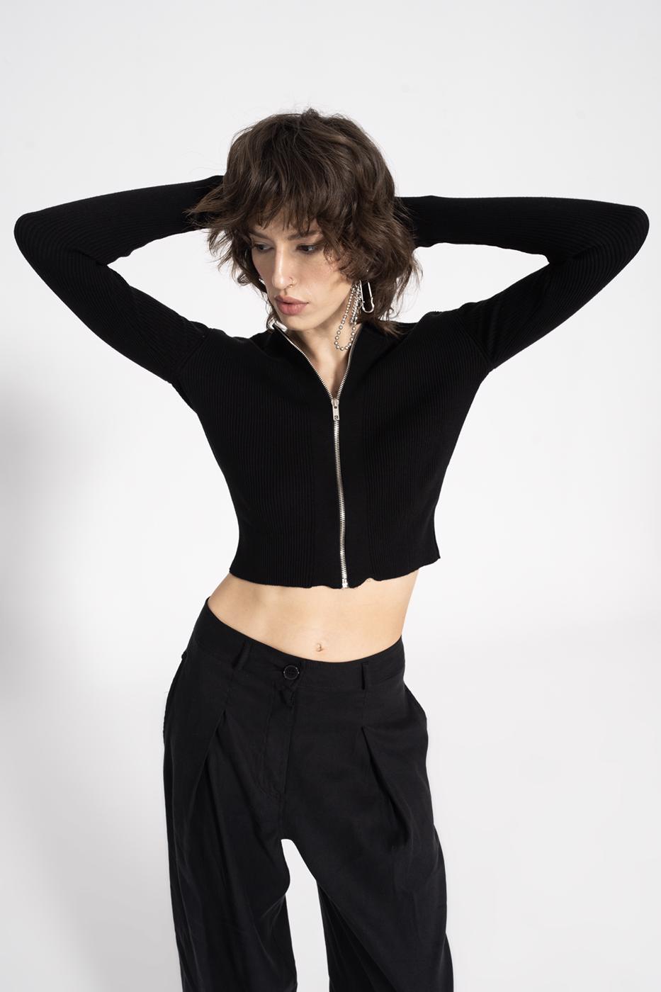 BSL Women Metal Zipper Knit Top - Webster