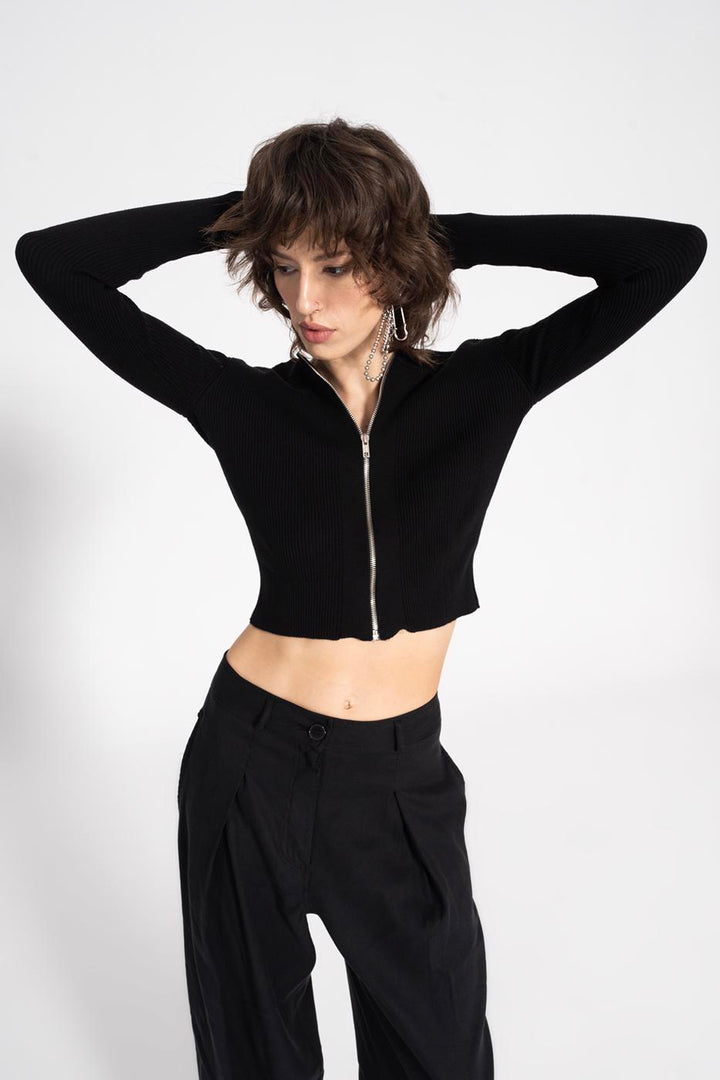 BSL Women Metal Zipper Knit Top - Webster