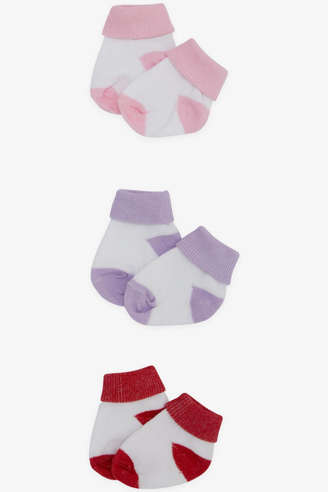 BRE Minidamla Baby Girl Newborn Socks 2 Colorful 3-Pack 0-3 Months, Mixed Color - Jaral del Progreso