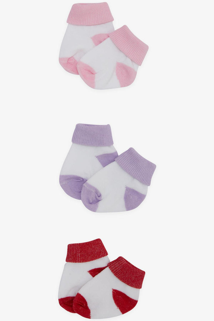 BRE Minidamla Baby Girl Newborn Socks 2 Colorful 3-Pack 0-3 Months, Mixed Color - Jaral del Progreso