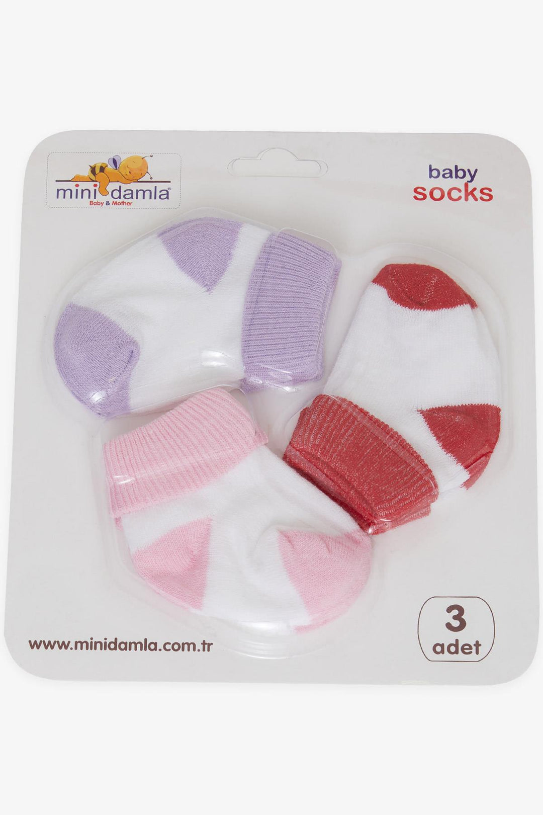 BRE Minidamla Baby Girl Newborn Socks 2 Colorful 3-Pack 0-3 Months, Mixed Color - Jaral del Progreso