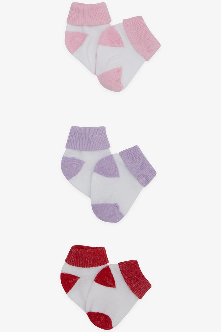 BRE Minidamla Baby Girl Newborn Socks 2 Colorful 3-Pack 0-3 Months, Mixed Color - Jaral del Progreso