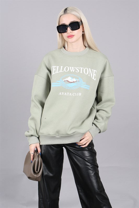 MDX Mint Green Bicycle Collar Printed Sweatshirt MG1571 - Wakefield
