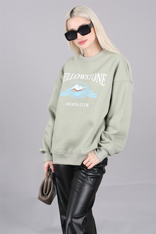 MDX Mint Green Bicycle Collar Printed Sweatshirt MG1571 - Wakefield