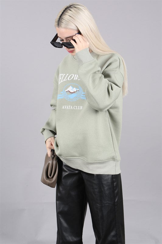 MDX Mint Green Bicycle Collar Printed Sweatshirt MG1571 - Wakefield