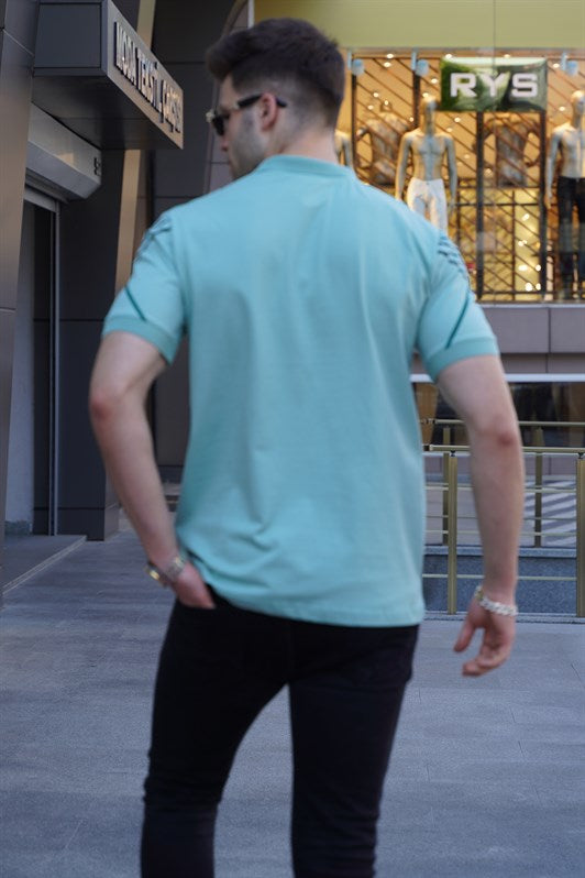 MDX Mint Green Patterned Polo Neck T-shirt 5870 - Fayetteville