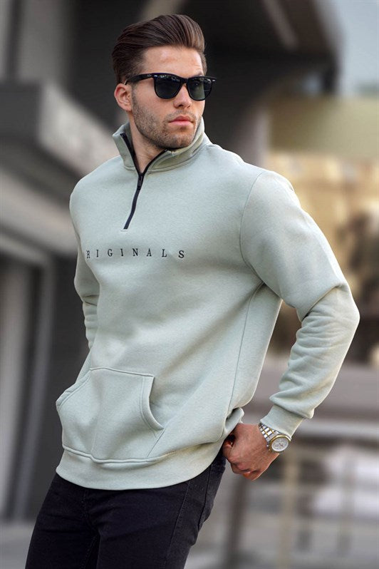 MDX Mint Green Zip Neck Embroidered Sweatshirt 6028 - Mesa