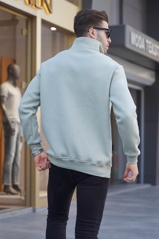 MDX Mint Green Zip Neck Embroidered Sweatshirt 6028 - Mesa