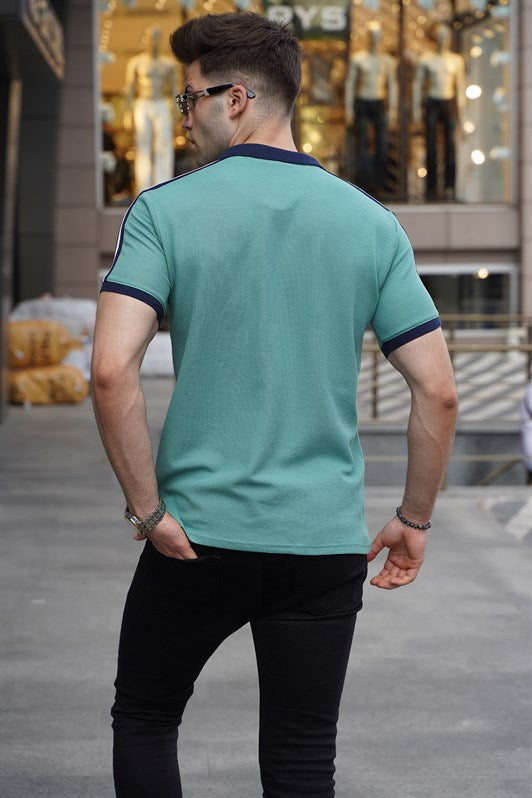 MDX Mint Green Short Sleeve Polo Shirt with Arm Stripes 5888 - Kendall