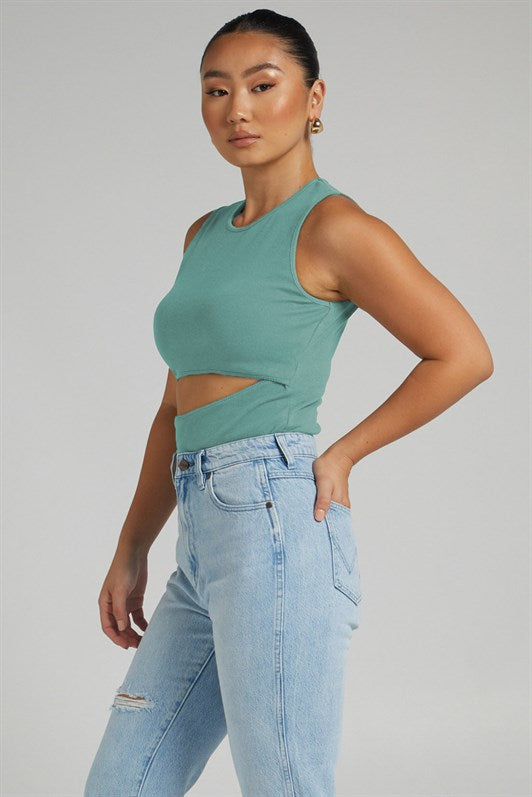 MDX Mint Green Ripped Detail Basic Bodysuit - Council Bluffs